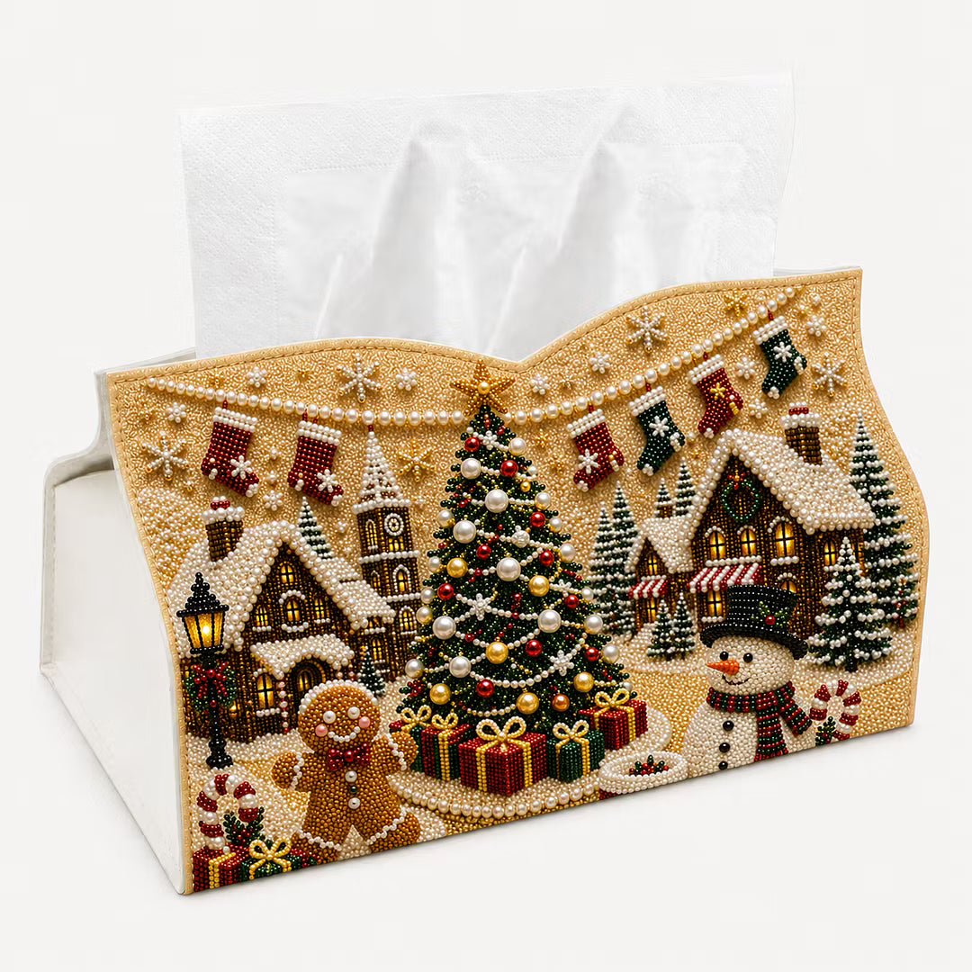 DIY Town Pearl Art Diamond Painting Tissue Box
