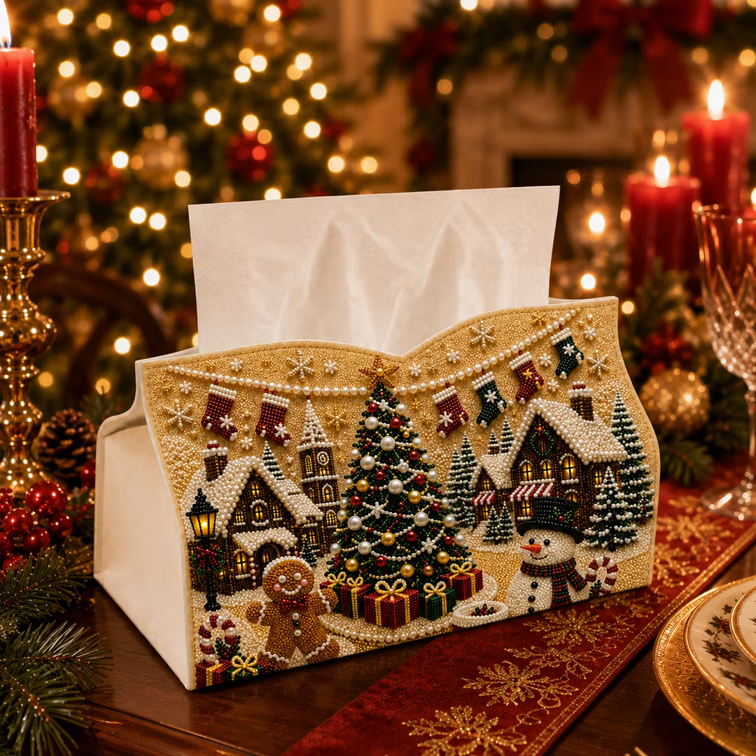 DIY Town Pearl Art Diamond Painting Tissue Box