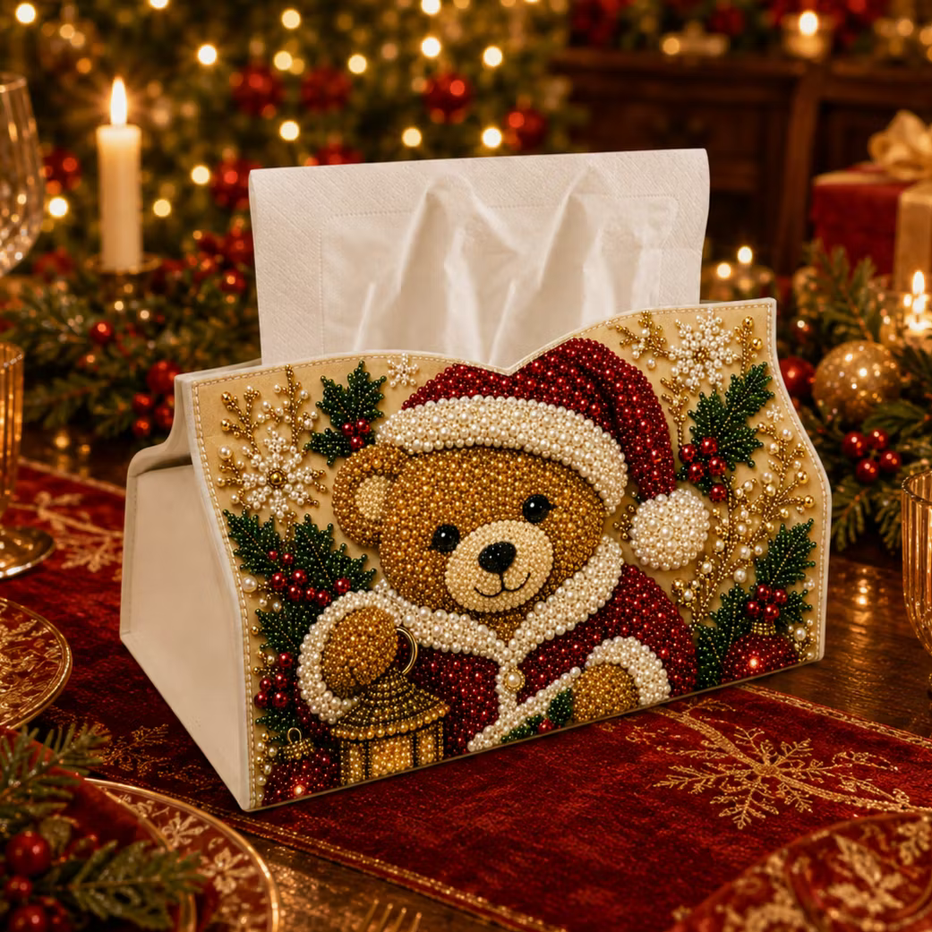 DIY Bear Pearl Art Diamond Painting Tissue Box