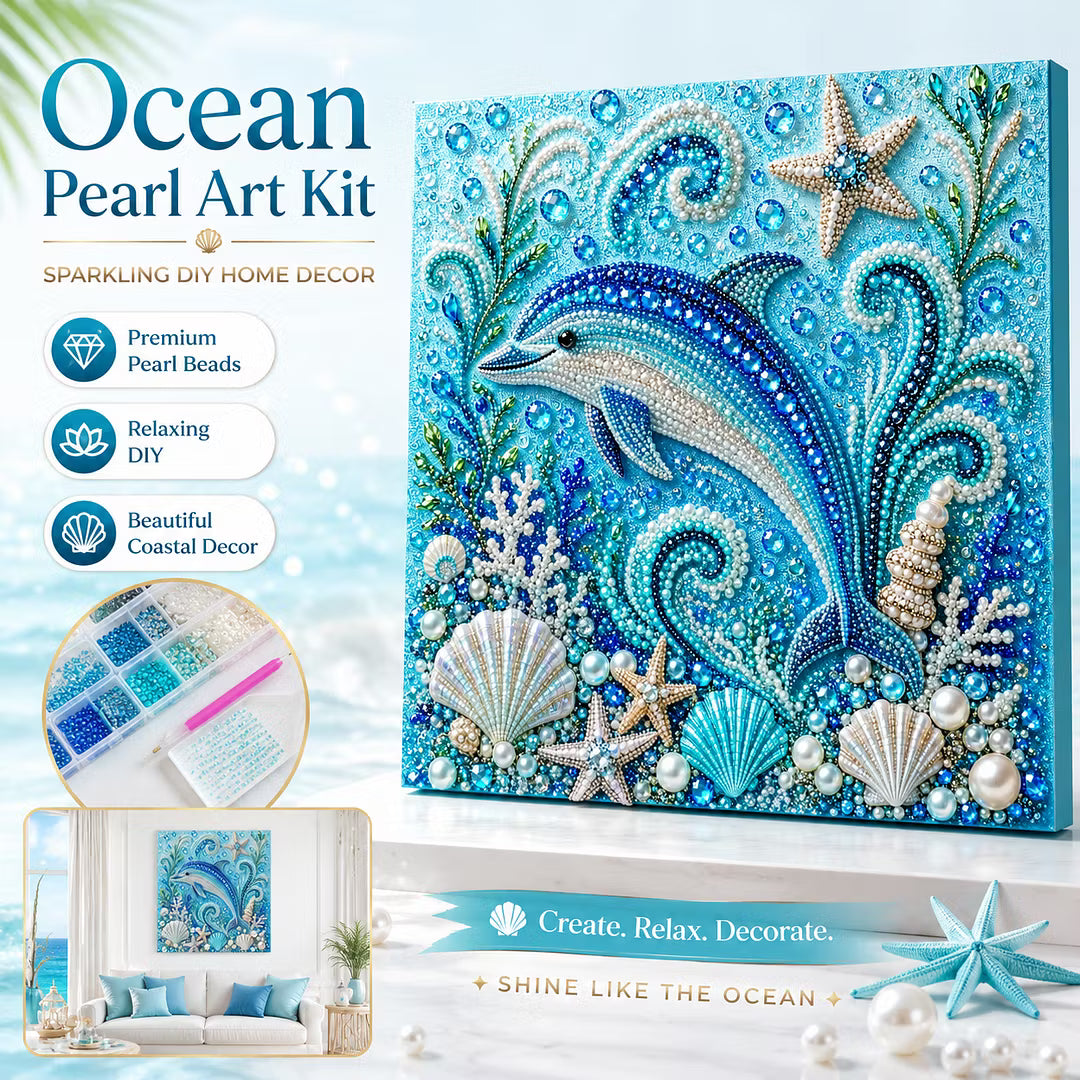 Framed Dolphin - Pearls Painting Kit DIY Diamond Painting Pearl Dot Crafts 20x20CM