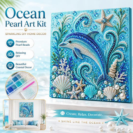 Framed Dolphin - Pearls Painting Kit DIY Diamond Painting Pearl Dot Crafts 20x20CM
