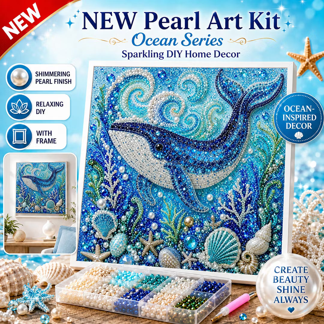 Framed Whale - Pearls Painting Kit DIY Diamond Painting Pearl Dot Crafts 20x20CM