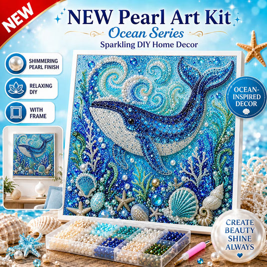 Framed Whale - Pearls Painting Kit DIY Diamond Painting Pearl Dot Crafts 20x20CM