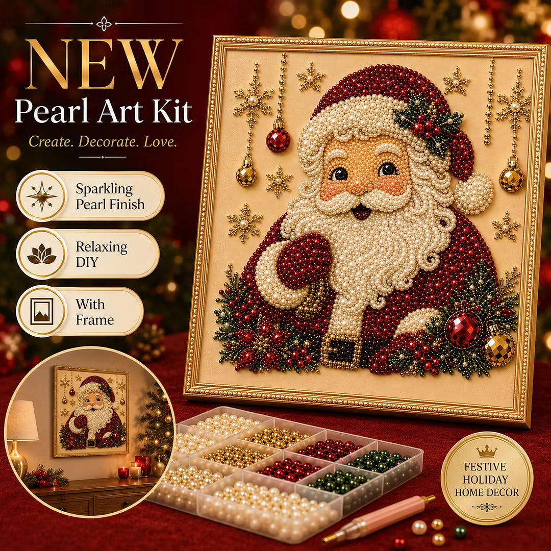 Framed Happy Santa Claus - Pearls Painting Kit DIY Diamond Painting Pearl Dot Crafts 20x20CM 1884151.07