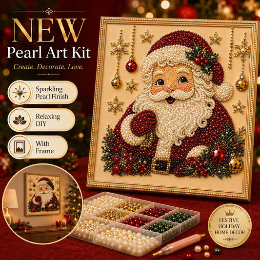 Framed Happy Santa Claus - Pearls Painting Kit DIY Diamond Painting Pearl Dot Crafts 20x20CM 1884151.07