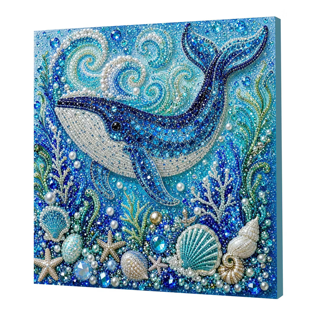 Framed Whale - Pearls Painting Kit DIY Diamond Painting Pearl Dot Crafts 20x20CM