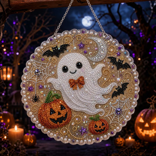DIY Ghost Halloween Diamond Painting Pearls Painting Pendant (Single-Sided)