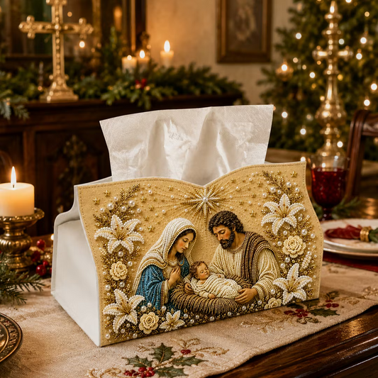 DIY Blessed Holy Family Pearl Art Diamond Painting Tissue Box