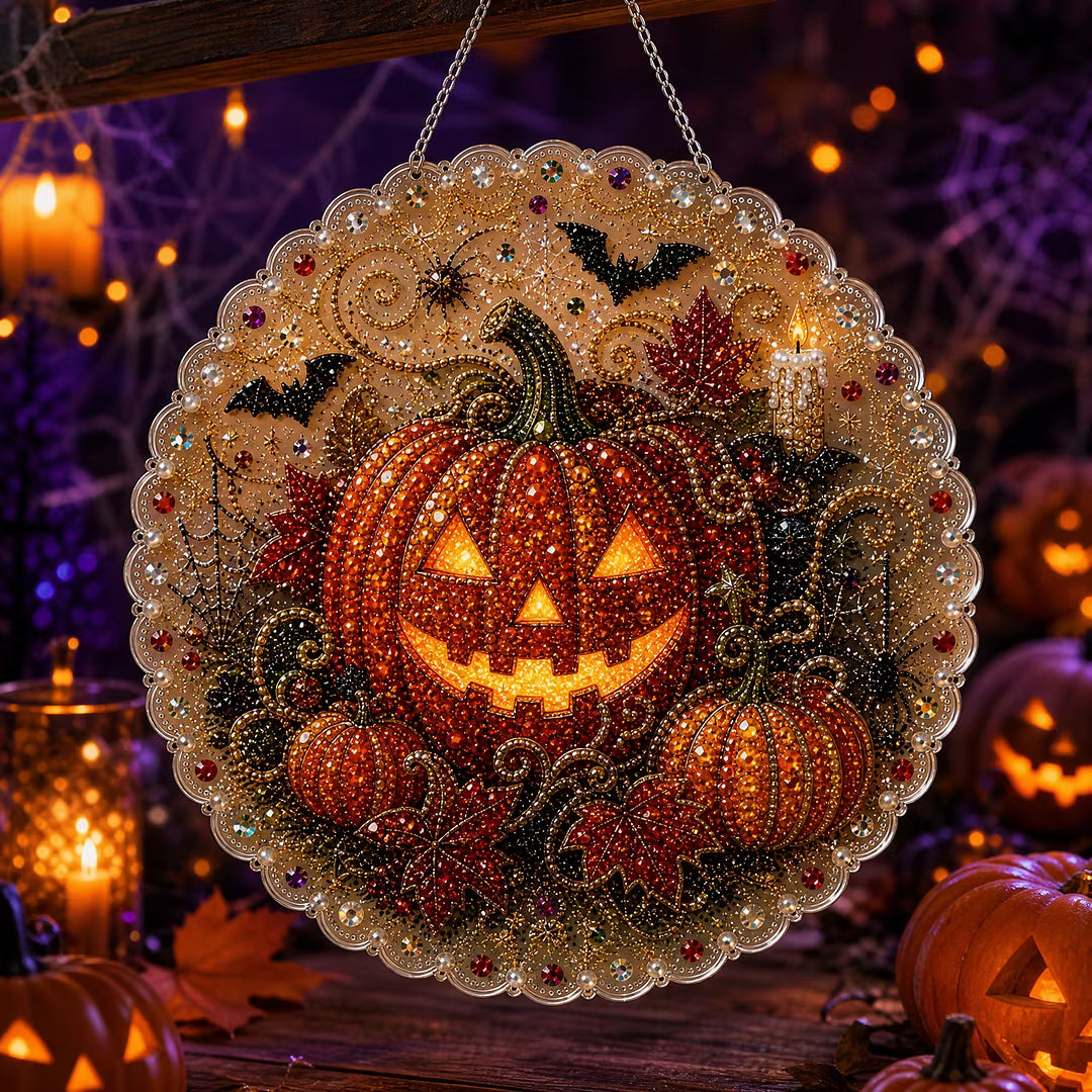 DIY Pumpkin Halloween Diamond Painting Pearls Painting Pendant (Single-Sided)