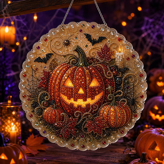 DIY Pumpkin Halloween Diamond Painting Pearls Painting Pendant (Single-Sided)