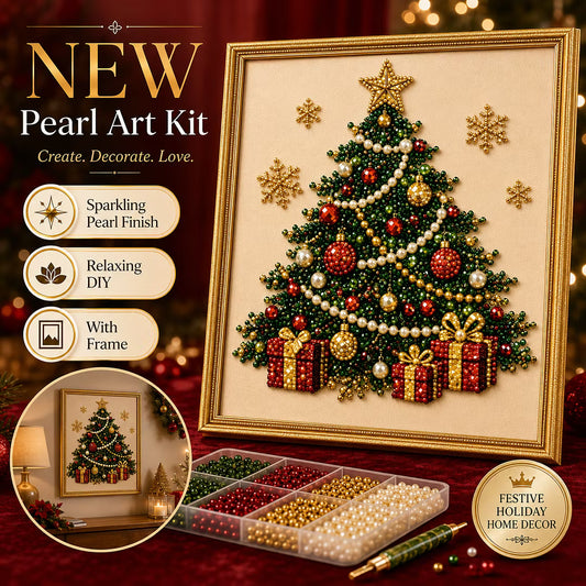 Framed Christmas Tree - Pearls Painting Kit DIY Diamond Painting Pearl Dot Crafts 20x20CM