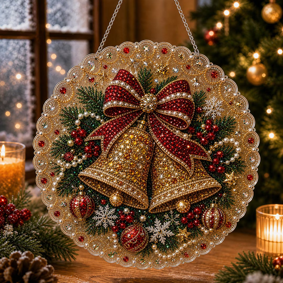 DIY Xmas Bells Pearl Art Diamond Painting Pendant (Single-Sided)