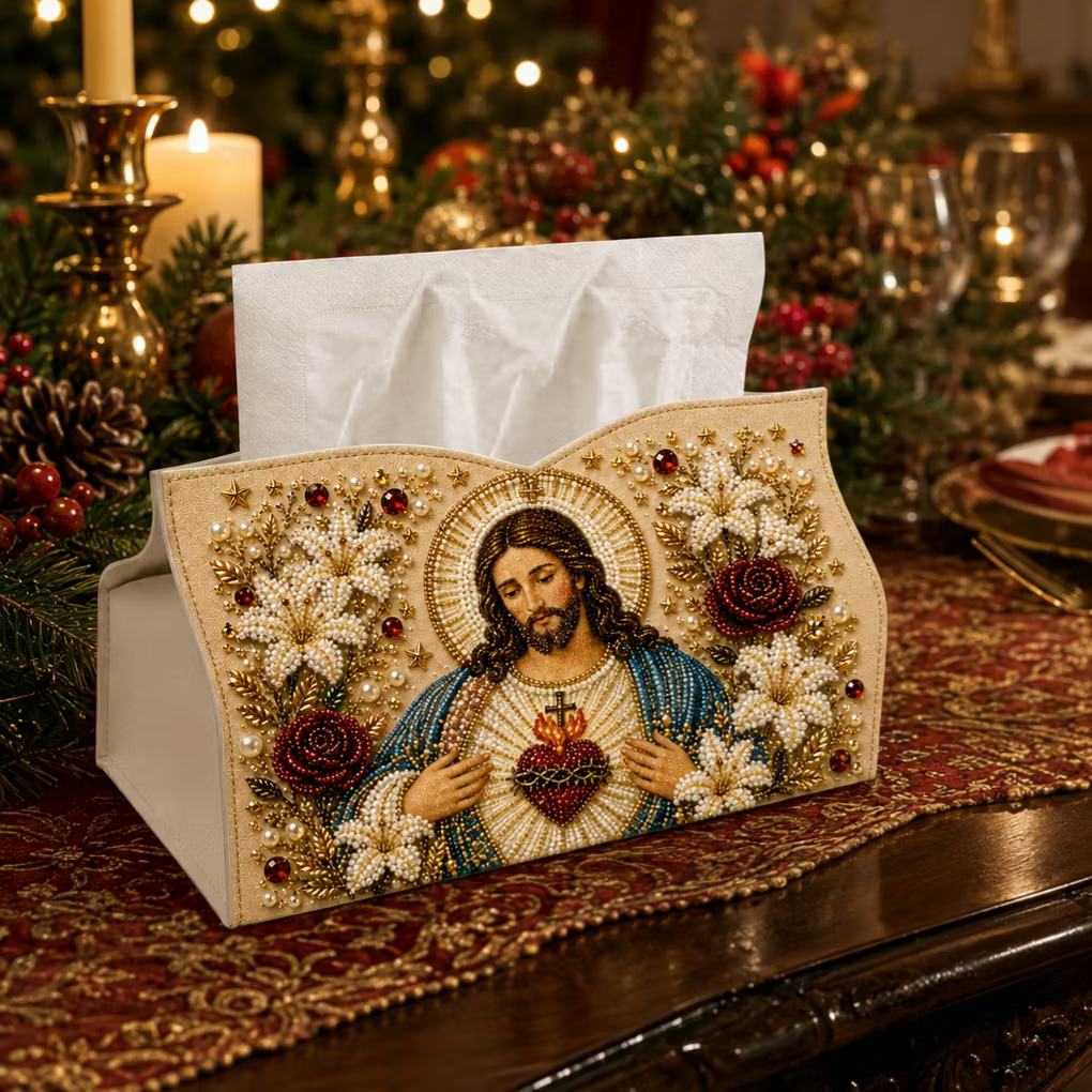 DIY Jesus Pearl Art Diamond Painting Tissue Box