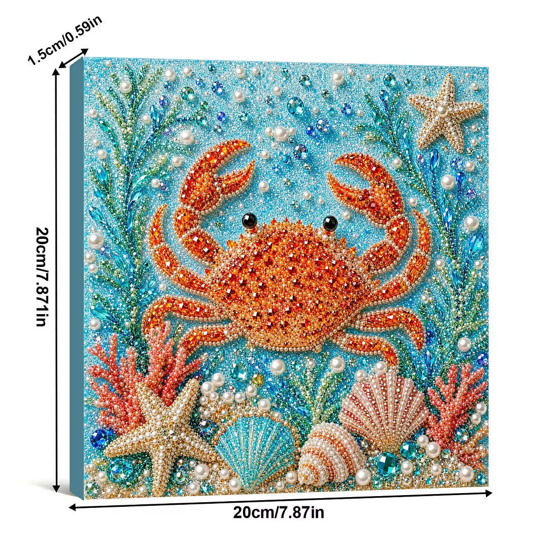 Framed Crab - Pearls Painting Kit DIY Diamond Painting Pearl Dot Crafts 20x20CM