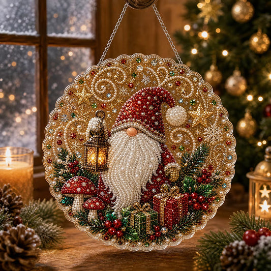 DIY Xmas Gnome Pearl Art Diamond Painting Pendant (Single-Sided)