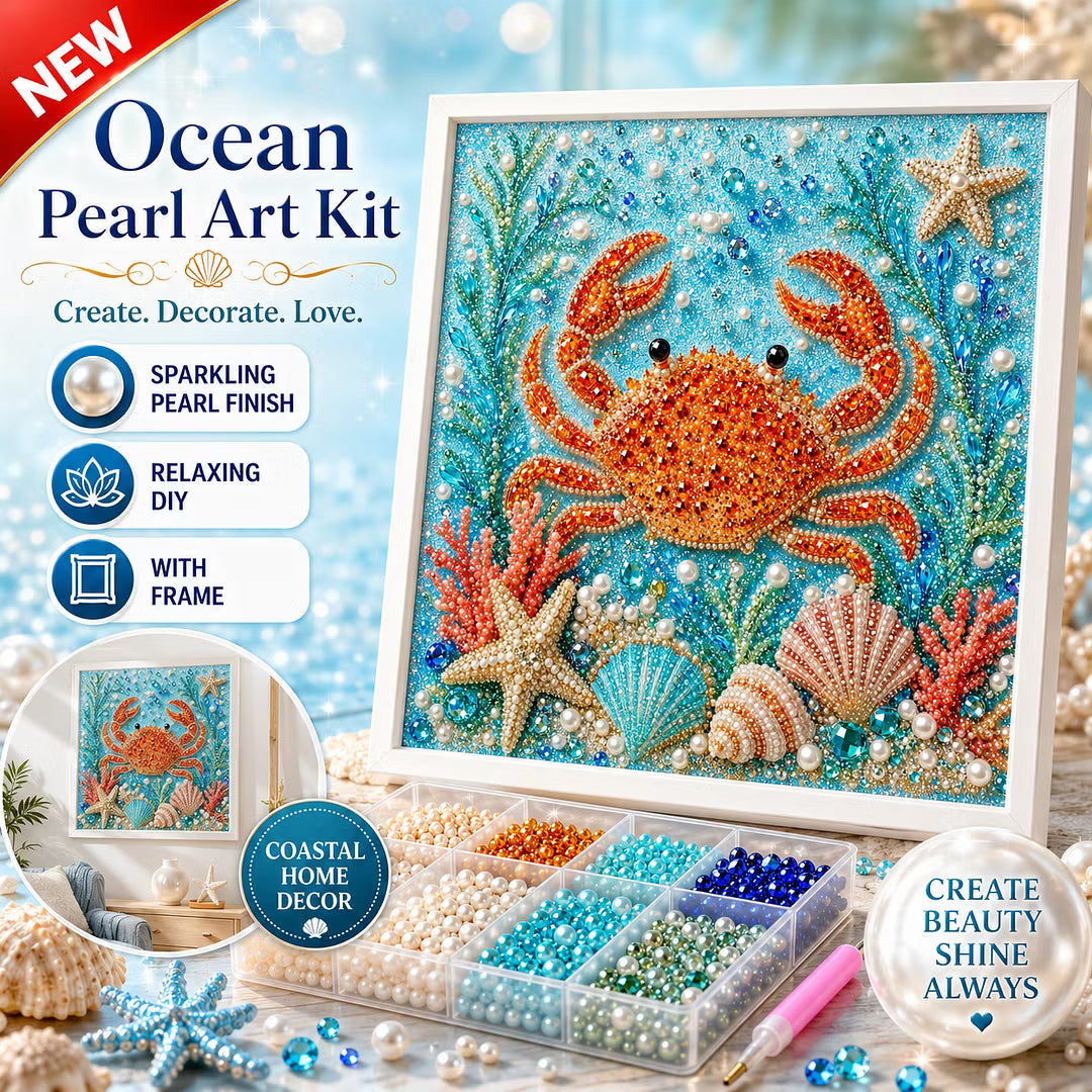 Framed Crab - Pearls Painting Kit DIY Diamond Painting Pearl Dot Crafts 20x20CM