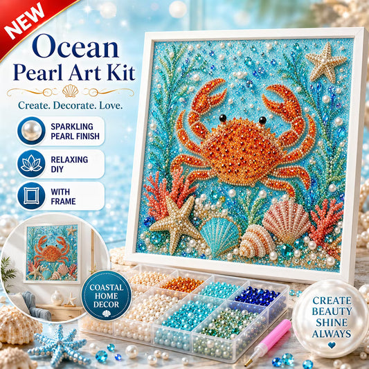 Framed Crab - Pearls Painting Kit DIY Diamond Painting Pearl Dot Crafts 20x20CM