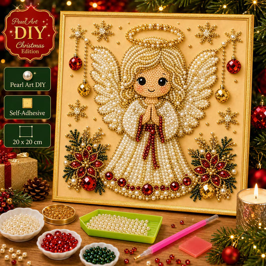 Framed Christmas Fairy - Pearls Painting Kit DIY Diamond Painting Pearl Dot Crafts 20x20CM