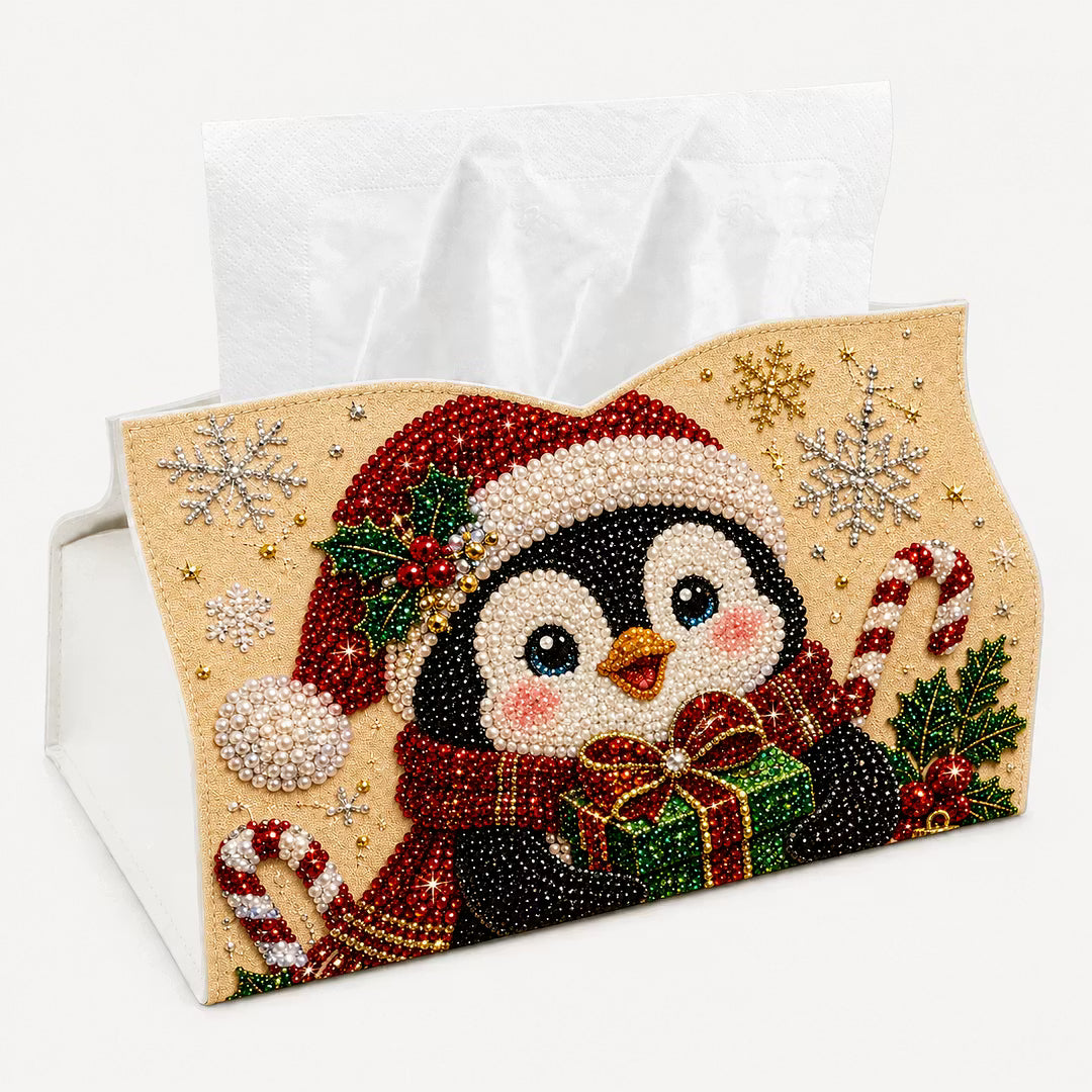 DIY Penguin Pearl Art Diamond Painting Tissue Box