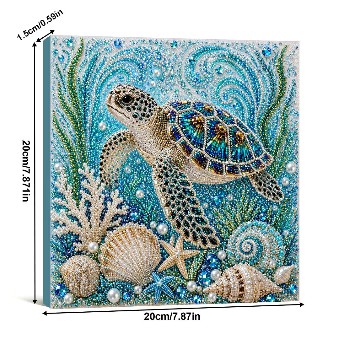 Framed Turtle - Pearls Painting Kit DIY Diamond Painting Pearl Dot Crafts 20x20CM