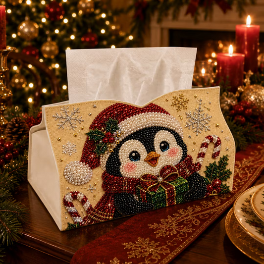 DIY Penguin Pearl Art Diamond Painting Tissue Box