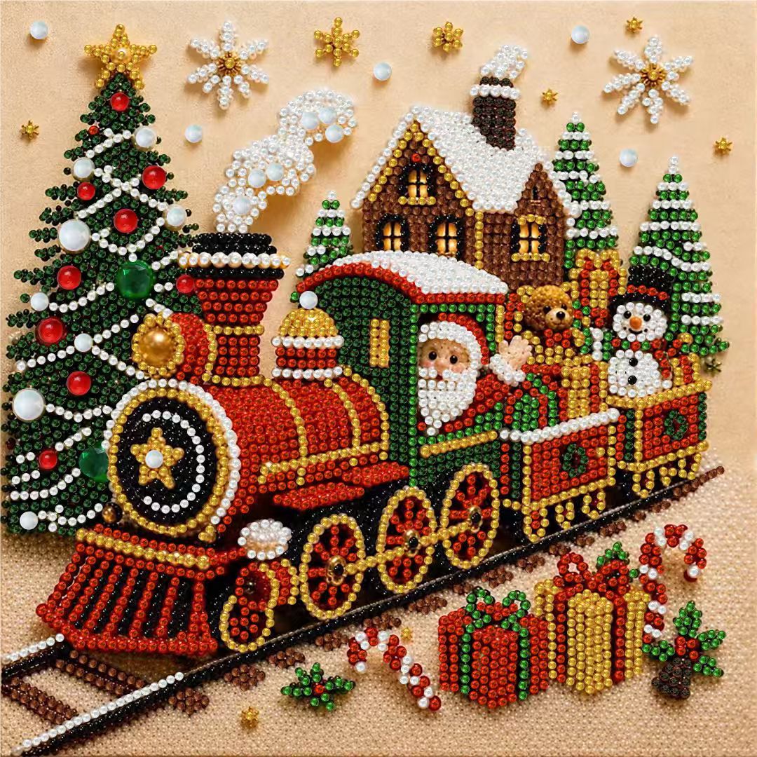 DIY Christmas Pearl Diamond Painting Embroidery Hoop Craft Kit