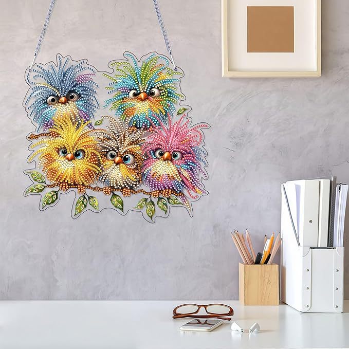DIY Bird Diamond Painting Acrylic Hanging Ornament Kit