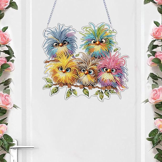 DIY Bird Diamond Painting Acrylic Hanging Ornament Kit
