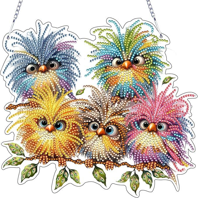 DIY Bird Diamond Painting Acrylic Hanging Ornament Kit