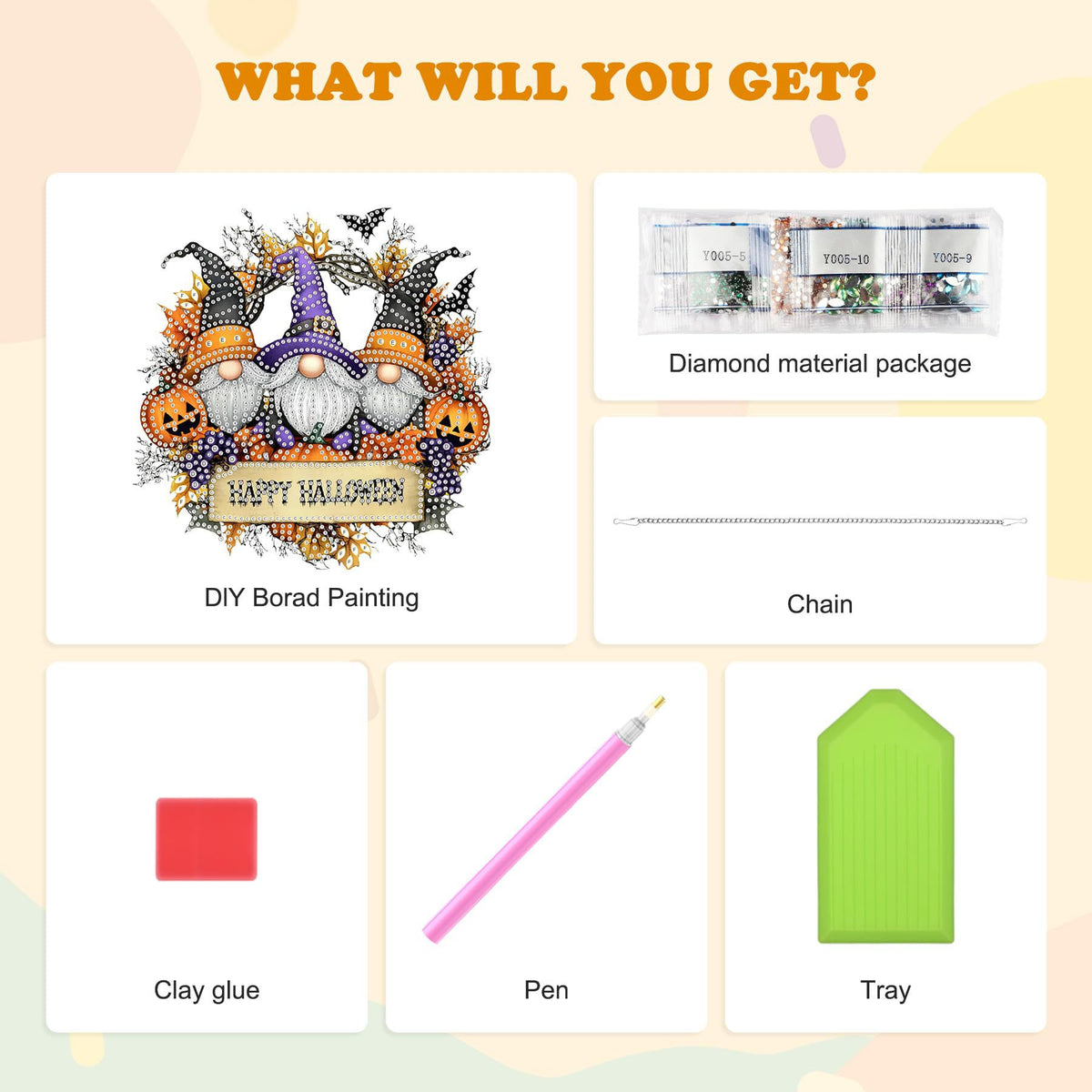 DIY Halloween Diamond Painting Acrylic Pendant Kit