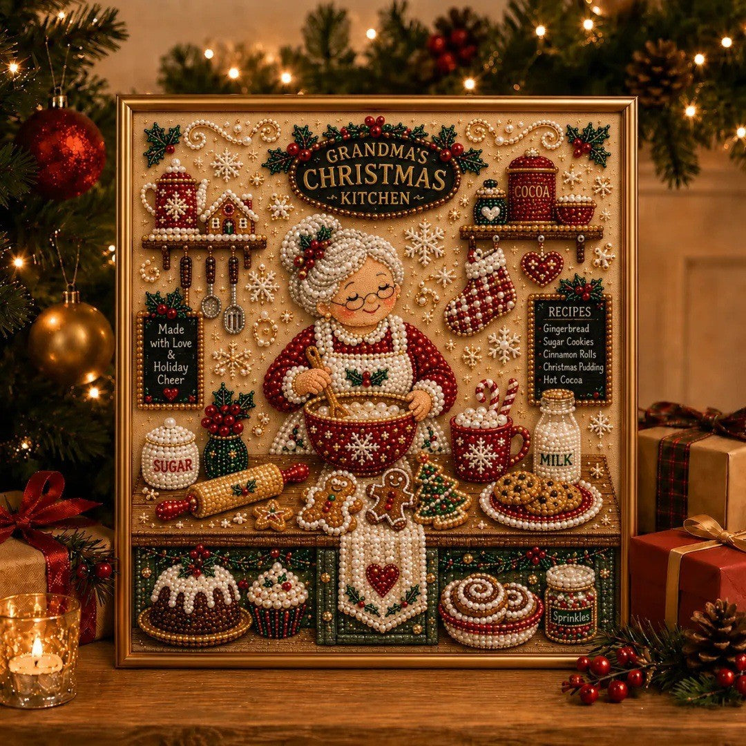 DIY Christmas Pearl Diamond Painting Embroidery Hoop Craft Kit