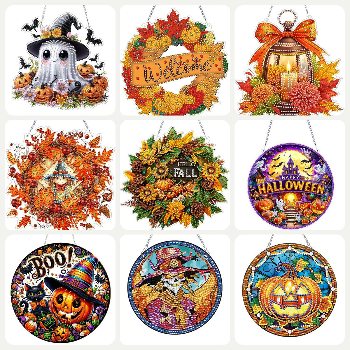 DIY Halloween Diamond Painting Acrylic Pendant Kit