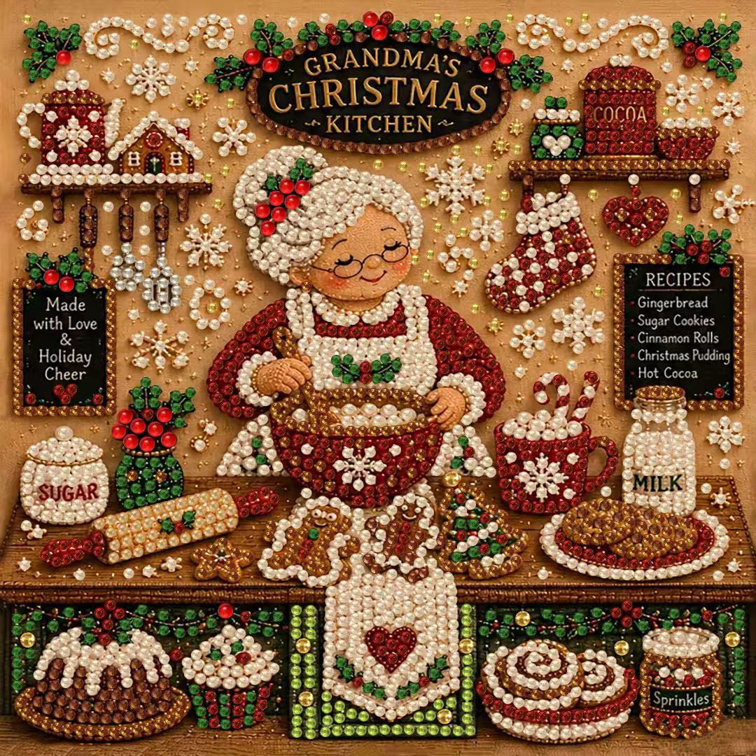 DIY Christmas Pearl Diamond Painting Embroidery Hoop Craft Kit