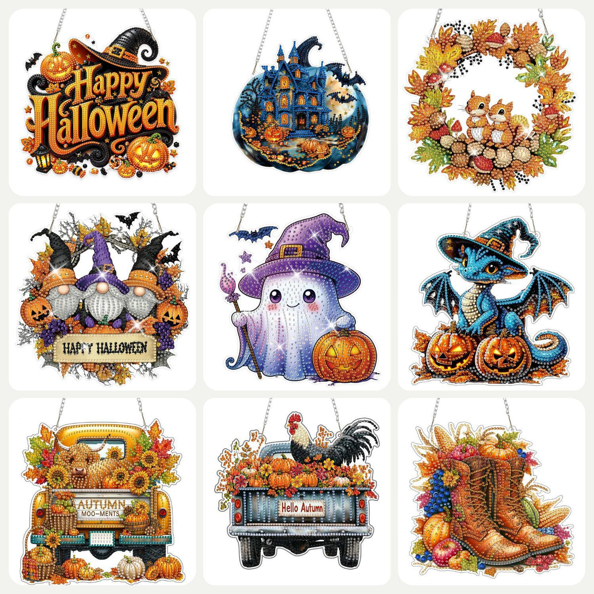 DIY Halloween Diamond Painting Acrylic Pendant Kit