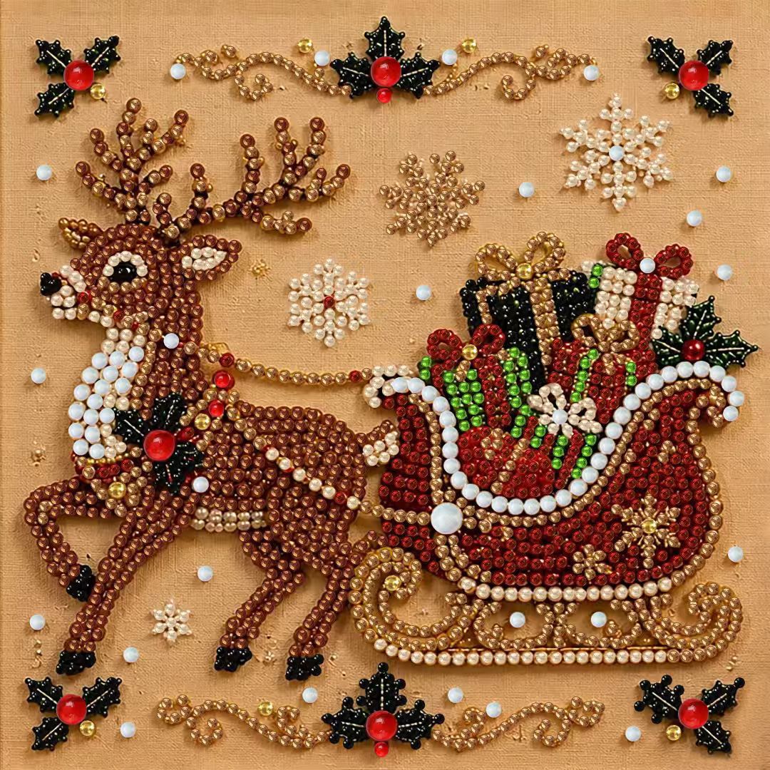 DIY Christmas Pearl Diamond Painting Embroidery Hoop Craft Kit