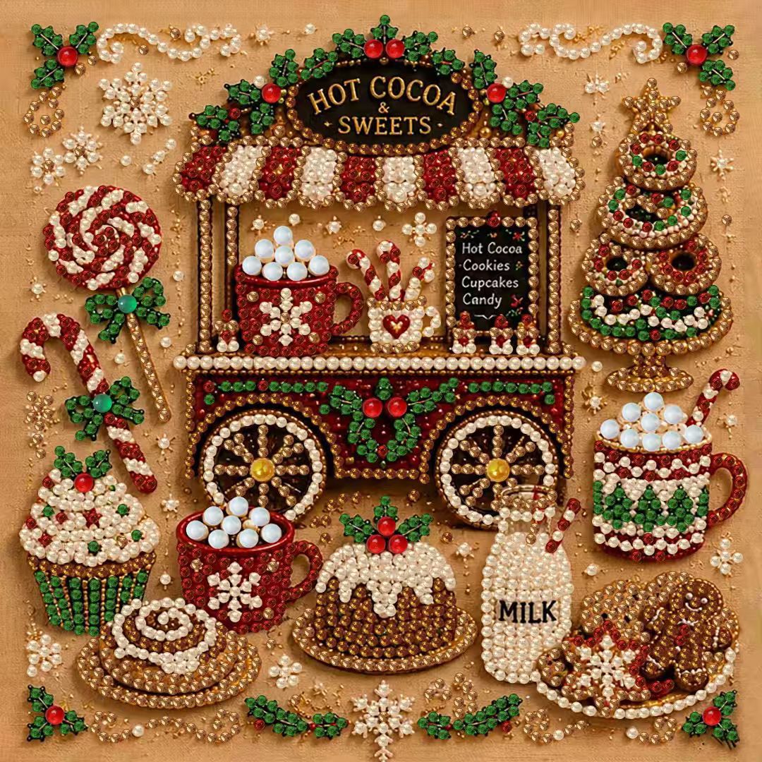 DIY Christmas Pearl Diamond Painting Embroidery Hoop Craft Kit