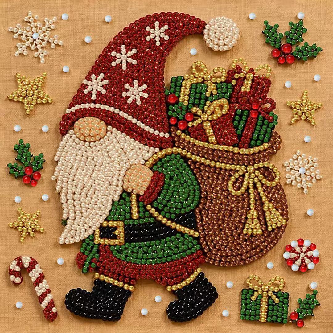 DIY Christmas Pearl Diamond Painting Embroidery Hoop Craft Kit
