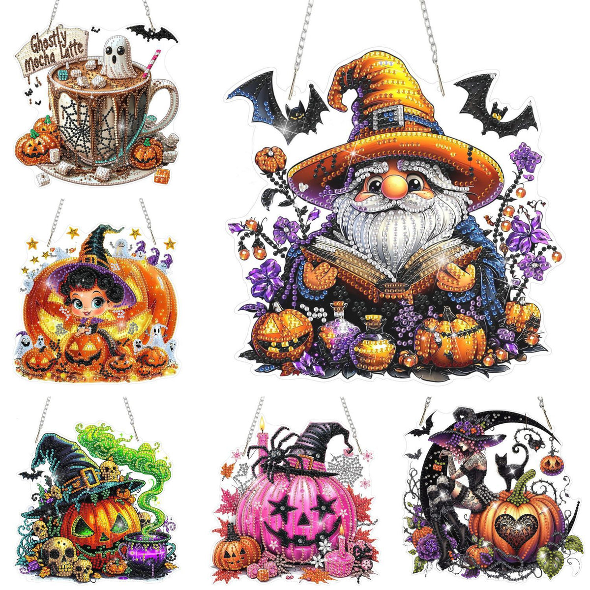 DIY Halloween Diamond Painting Acrylic Pendant Kit
