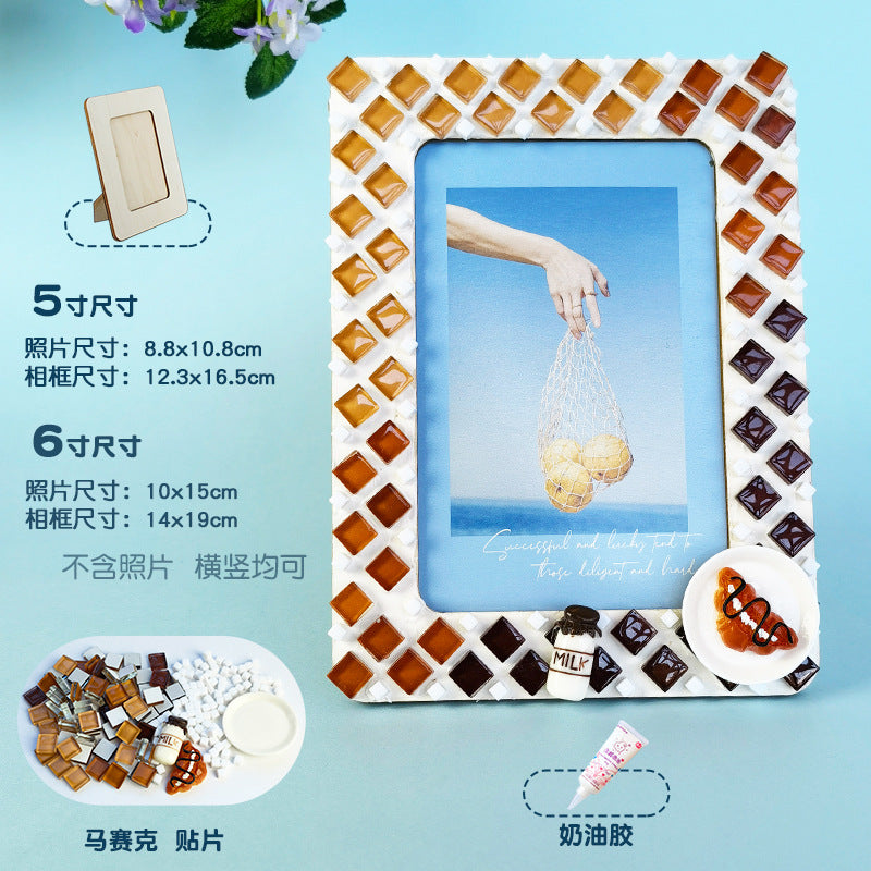 DIY Mosaic Cream Photo Frame Craft Material Kit