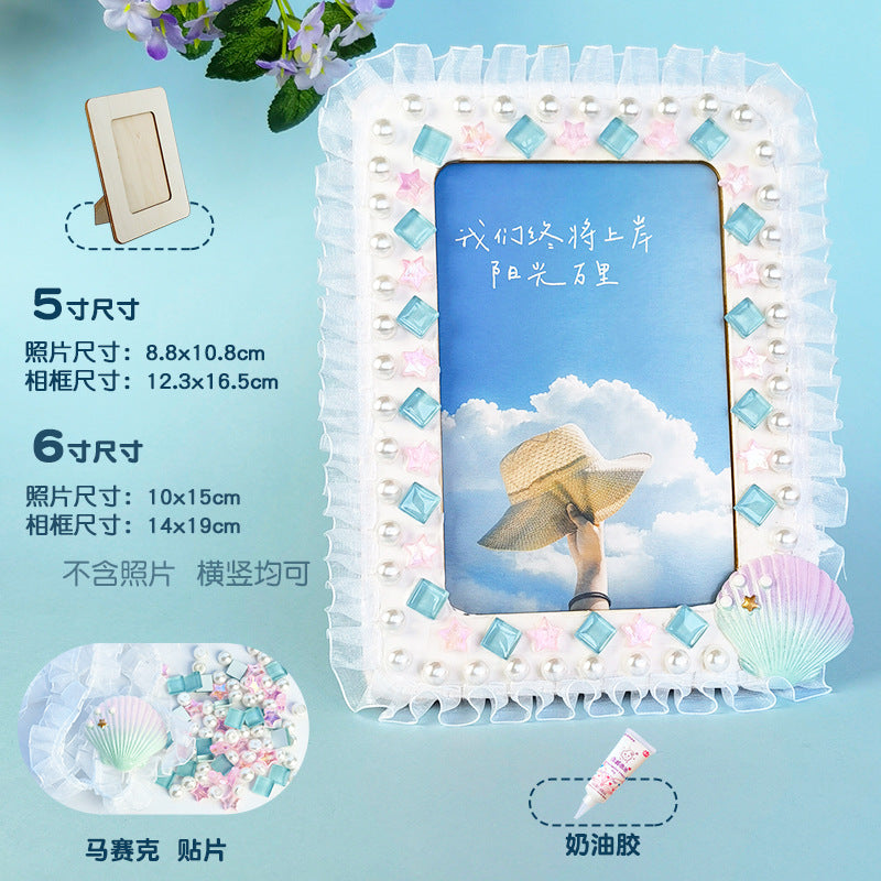 DIY Mosaic Cream Photo Frame Craft Material Kit