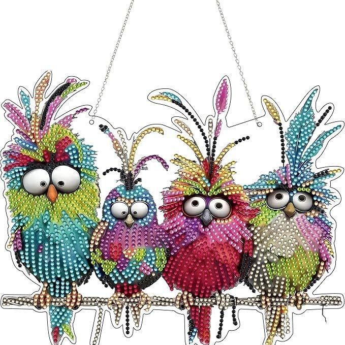 DIY Bird Diamond Painting Acrylic Hanging Ornament Kit