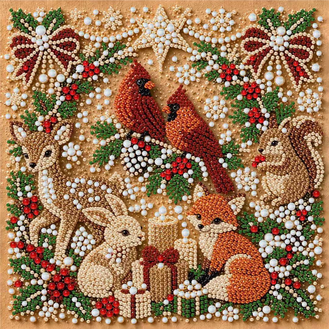 DIY Christmas Pearl Diamond Painting Embroidery Hoop Craft Kit