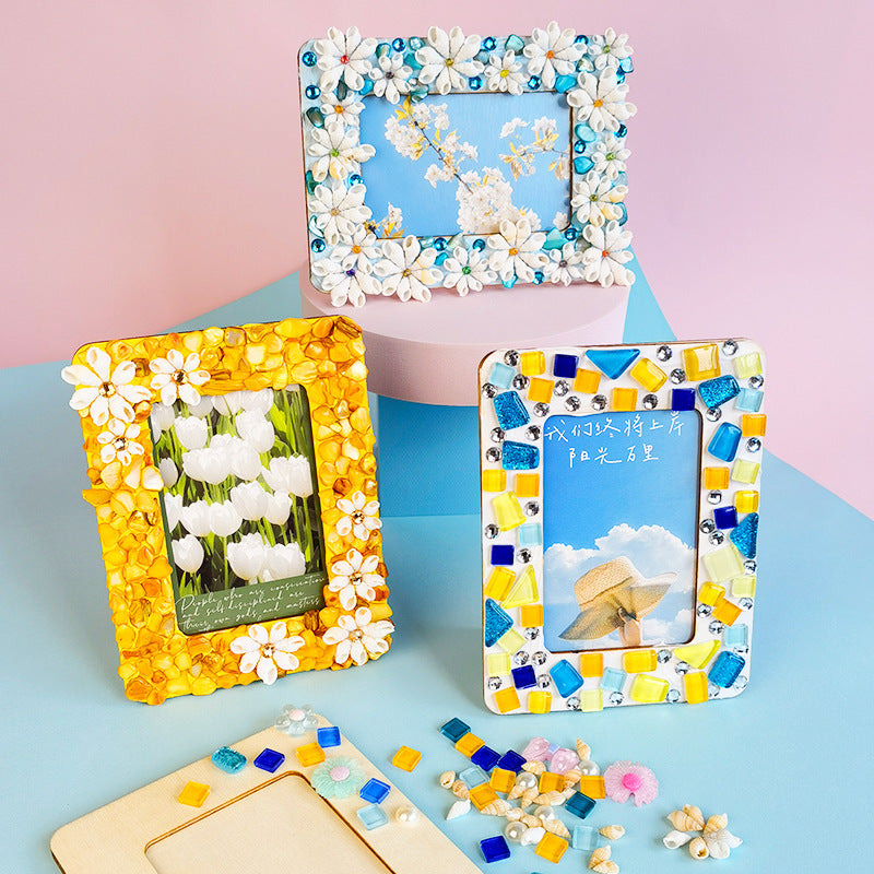 DIY Mosaic Cream Photo Frame Craft Material Kit