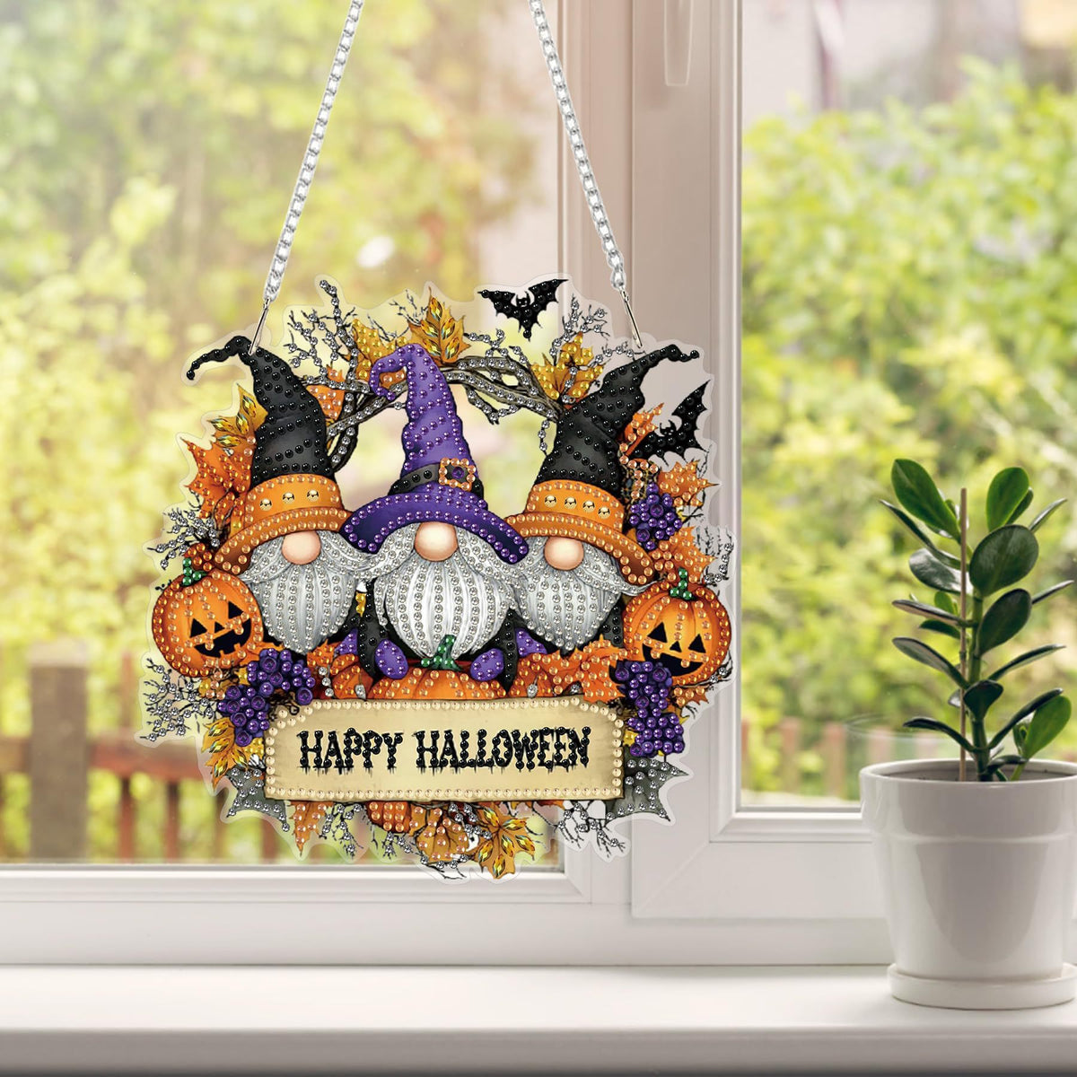 DIY Halloween Diamond Painting Acrylic Pendant Kit