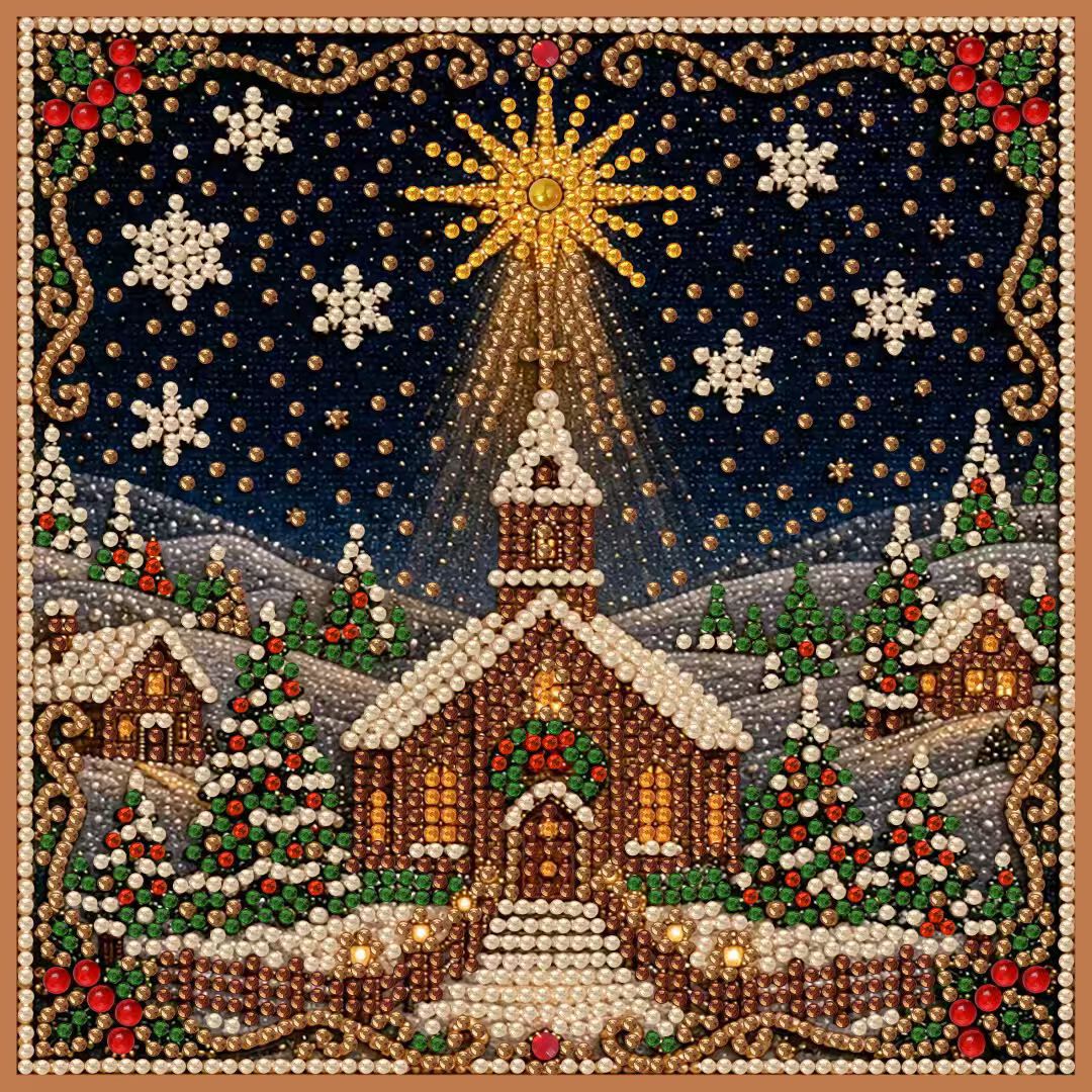 DIY Christmas Pearl Diamond Painting Embroidery Hoop Craft Kit
