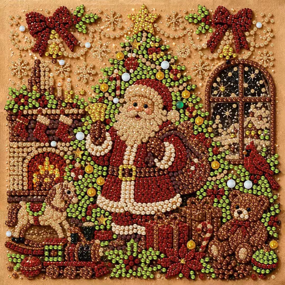 DIY Christmas Pearl Diamond Painting Embroidery Hoop Craft Kit